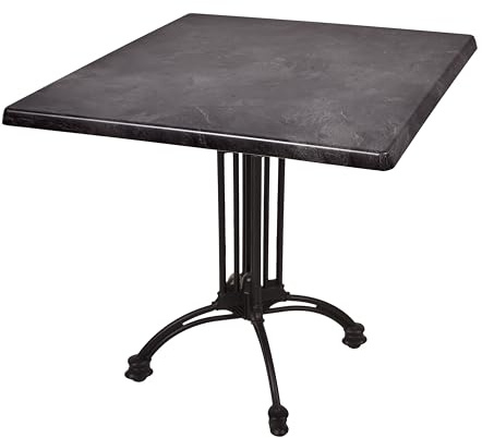 DELUKE Bistrotisch Jelena 80x80cm Qudratisch Schwarz Holz | Cafétisch Bartisch Gartentisch Outdoor-Esstisch