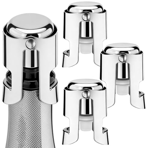 Pyralidsg 3 Pezzi Tappi per Bottiglie, Tappi per Bottiglie Vino Spumante Riutilizzabili, Bottiglies di Champagne in Acciaio Inossidabile, Tappo per Champagne, Prosecco, Vino Frizzante
