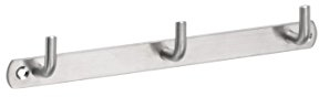 Metafranc Hakenleiste 220 mm - Edelstahl - 3 Haken - Neutrale Optik - Zur Wandmontage - Ideal für Badezimmer oder Küche / Handtuchleiste / Wand-Garderobe / Wandhaken / Handtuchhalter / 262131