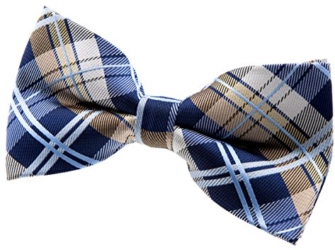 Retreez Herren Gewebte vorgebundene Fliege Elegante Tartan Plaid Karo 13 cm - marineblau und khaki