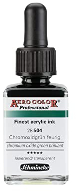 Schmincke - AERO COLOR® Professional, Chromoxidgrün feurig, 28 ml, 28 504 023, feinst-flüssige, farbstarke Acrylfarbe für Acrylmalerei, Airbrush, Mixed Media