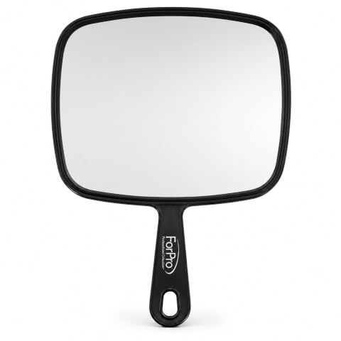 ForPro Professional Collection Extra Large Hand Mirror with Handle, 9 W x 12 L, Multi-Purpose Handheld Mirror with Distortion-Free Reflection, Black
