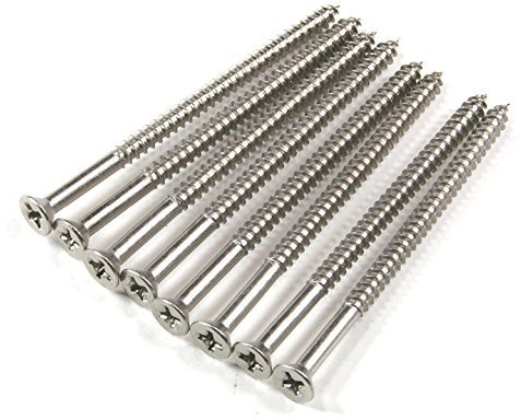 Hinge Outlet Satin Nickel Wood Screws, Heavy-Duty Screws for Doors, Cabinets, Furniture & DIY Projects (9 x 3 Inch – 24 Pack)