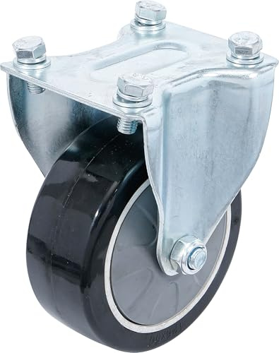 BGS 4110-3 | Bockrolle für Werkstattwagen Art. 4110 | Raddurchmesser 125 mm | Kugelgelagertes Rad | Befestigungsplatte | Gesamthöhe 165 mm | Montageplatte 99 x 115 | Lochabstand 85 x 71 mm