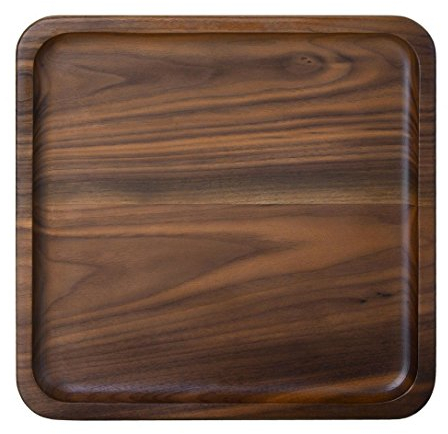 Bandeja de desayuno rústica de madera de nogal – Plato de madera maciza para tapas, té, mesa de café – Gran regalo cuadrado de inauguración de la casa