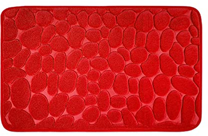 WohnDirect Tapis de Bain Mousse à mémoire de Forme antidérapant - Tapis de Bain 50 x 80 cm - Rouge