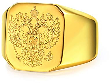 Bishilin Gothic Ringe Herren Edelstahl, Ring Adler Quadrat Hochglanzpoliert Siegelring Partnerringe Männer Ringe Gr.60 (19.1)