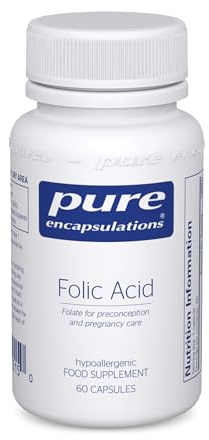 Pure Encapsulations Folic Acid 800 UG, 60 Vegetarian Capsules | Supports Maternal Health in Pregnancy & Reduces Tiredness, 800ug Folic Acid, Convenient One-a-Day Dose
