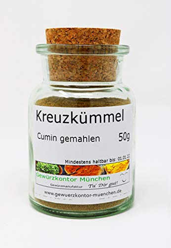 Cumin, Kreuzkümmel gemahlen 50g im Glas Gewürzkontor München