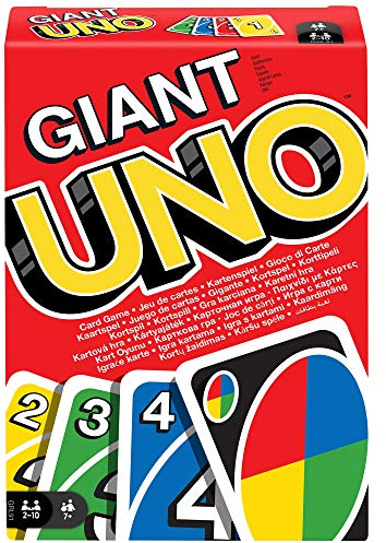 Mattel games UNO Géant, Jeu de société et Familial avec 108 Cartes géantes, GRL91