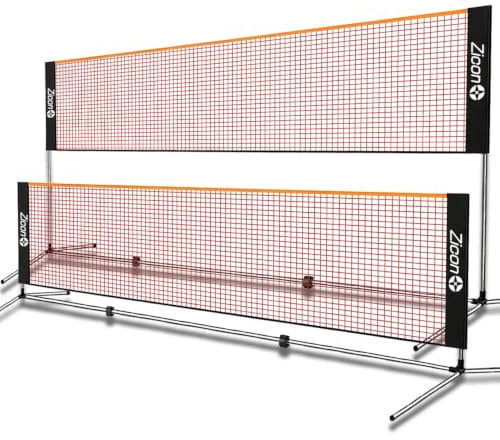 Tragbares Tennisnetz, Edelstahlstangen, Badminton-Netz-Set, verstellbare Höhe, Nylon-Netz mit Tragetasche, für Kinder, Volleyball, Pickleball, Fußball, drinnen, draußen, Hinterhof, Strand, Auffahrt