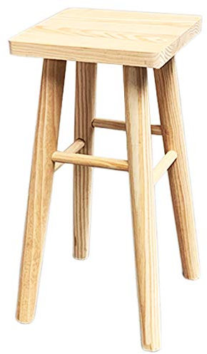 Acan Tradineur - Taburete Cuadrado de Madera con Patas Redondeadas, banqueta con reposapiés para Bar, Cocina, hogar, 47 x 24 x 24 cm