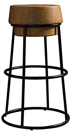 65 cm / 75 cm Sgabelli da Bar Tappo in Sughero Sedile Rotondo Sgabello Alto Sedia da bancone in Ferro Color Champagne con poggiapiedi Cucina da Bar Mobili per Sala da Pranzo - capacità 250 kg
