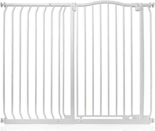 Safetots Extragroßes Treppenschutzgitter mit Gebogenem Oberen Teil, 116cm - 125cm, Mattweiß, Extra Hoch 100cm in der Höhe, Treppenschutzgitter mit Druckbefestigung, Babygitter für Türen