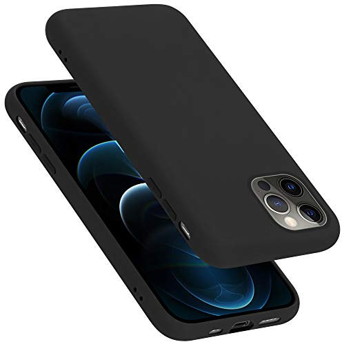 Cadorabo Hülle kompatibel mit Apple iPhone 12/12 PRO Hülle Silikon Handyhülle für iPhone 12/12 PRO Case aus flüssigem Silikon- Kratzfeste und stoßfeste dünne TPU Schutzhülle - Liquid SCHWARZ