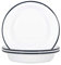 Argon Tableware White Deep Bowls - 22.5cm - Pack of 6 - Navy Salad Bowls Metal Enamel Cereal Bowls Lightweight Camping Serving Bowls for Snacks, Pasta, Cereal, Salad