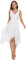 Ever-Pretty Robe de Soirée Asymétrique au Genou Femme Double Col-V sans Manche en Dentelle Mousseline de Soie Blanc 44
