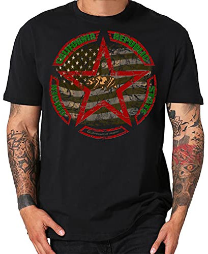 USA T-Shirt oder Hoodie Amerika Flagge Fahne Flag Vintage Stars and Stripes (M, California)