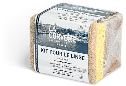 La Corvette Kit Linge – 1 Savon détachant ECOCERT + 1 Eponge végétale grattante