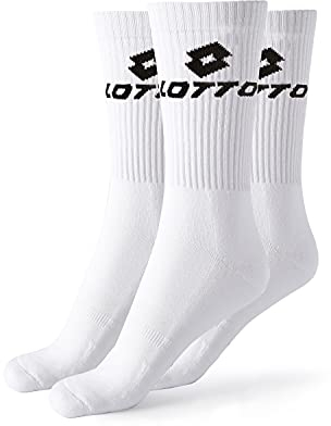 Lotto, 12 pares calcetines de tenis para hombre/mujer en algodón suave y transpirable, certificado OEKO-TEX, blanco, 35-38