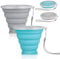Lot de 2 tasses pliables en silicone, portables et pliables avec couvercle en plastique, réutilisables pour pique-nique, camping, randonnée, voyage