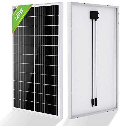 DCHOUSE Panel solar monocristalino de 120 W y 12 V, ideal para autocaravanas, cobertizos de jardín, barcos, alta eficiencia, célula solar monocristalina (120 W)