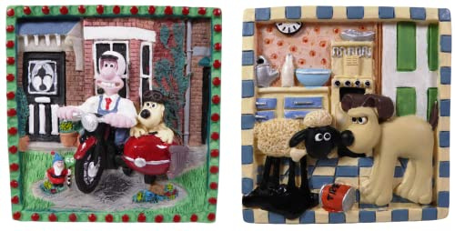 OPO 10 Lot 2 Rahmen Shaun das Schaf + Wallace und Gromit – 8 x 8 cm Cartoon-Dekoration