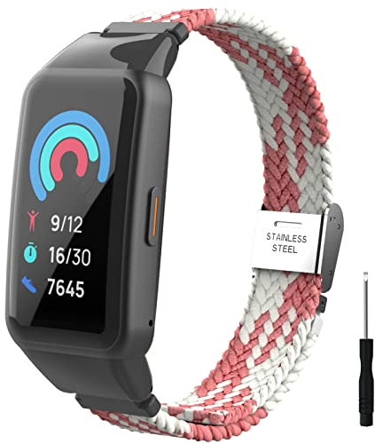 AireWiki Bracelet Tressée Pour Huawei Band 6 / Honor Band 6 Bracelet, Bracelets de Remplacement Réglable Extensible Nylon élastique Compatible avec Huawei Band 6 / Honor Band 6 (J)