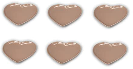Servizio 6 Piatti Tortora Portata Secondo Forma Cuore in Porcellana Accessori Cucina, Multiuso per Antipasti Primi Piatti Secondi Stoviglie Lavabili 23x25x2.7H cm