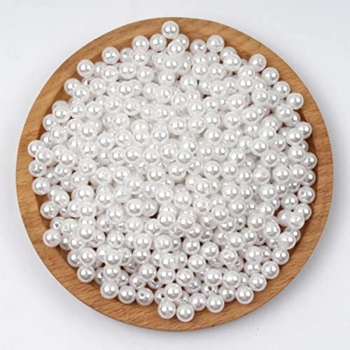 3-30 mm mit Loch Kleidungsstück Perlen Acryl Imitationsperlen Perlen für DIY Nähen Kleidung Dekoration Kunsthandwerk Zubehör-Weiß, 4 mm 600 Stück
