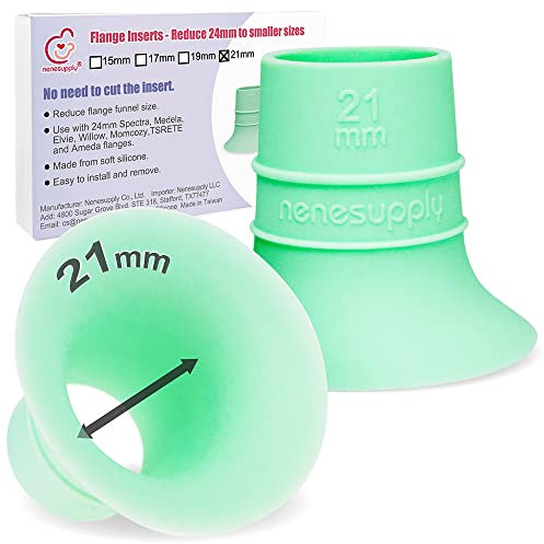 Nenesupply 21mm Flange Inserts Compatible with 24mm Flange of Elvie OG Elvie Stride Spectra Momcozy Willow Reduce 24mm to 21mm Replace Elvie Inserts Accessories Not Original Elvie Pump Parts