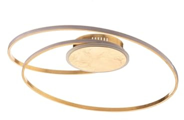 Lindby LED Deckenleuchte Dorle dimmbar (Modern) in Gold/Messing aus Metall (2 flammig,) - Lampe Deckenlampe Wohnzimmerleuchte
