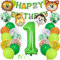 1 Geburtstag Deko Junge Mädchen, Wilde Waldtiere Dschungel Kindergeburtstag Deko 1. Jahr mit Safari Tier Luftballons, Happy Birthday Banner Zahlen Ballon 1 für Kinder Erster Wild One Geburtstagdeko