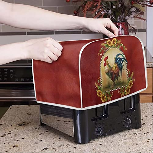 Poceacles Chicken Flowers Printed Toaster Cover 4 Slice Wide Slot Bakeware Protector Small Kitchen Appliance Covers Dust and Fingerprint Protection Bread Maker Cover, M