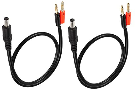 PNGKNYOCN DC 5.5mm x 2.1mm zu 4mm vergoldetes Bananenstecker-Kabel, DC 5521 männlich zu 4mm Kugel Bananenstecker 18AWG Kabelverbinder 100cm 3.2FT (2-Pack)