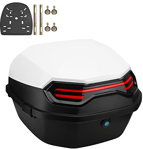 NUACOS Motorrad Kofferraum Universal Top Box wasserdichte Motorrad Heckbox mit RüCken für Roller Moped,C,11 * 15 * 15inch