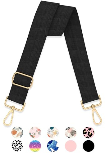 Gukeniu Wide Shoulder Strap Purse Strap Adjustable Replacement Crossbody Handbag Extender Bag Belt, Jet Black