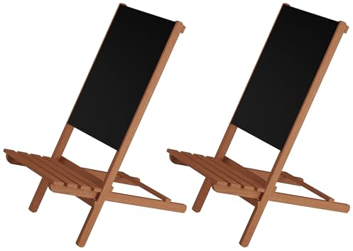 Erst-Holz Wikingerstuhl-Set Lagerfeuerstuhl Anglerstuhl Strandstuhl Partystuhl Stofffarbe schwarz V-10-365, Stühle:Doppelpack