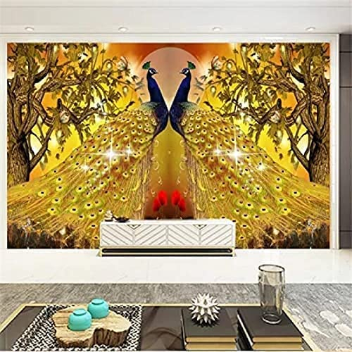 Wandbild Tapete, 3D Tier Schöner Pfau Selbstklebende Tapete Zum Abziehen Und Aufkleben Für Wohnzimmer, Schlafzimmer, Tv-Hintergrund, Büro, Restaurant, Motiv, Zimmer, Abn 400 (Breite) x 280 (Höhe) cm