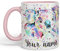 Vixar Taza de cerámica personalizada con su texto koala oso animales acuarela arte de color taza regalo 330 ml 325 ml trabajo oficina té café (rosa)