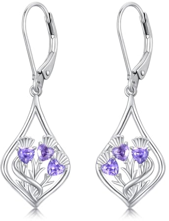 VONALA Pendientes de flor para mujer, plata de ley 925, rosa, loto, cardo escocés, tulipán, lila, piña, aretes colgantes de flores, joyería de flores, regalos para mujeres y niñas, regalos de