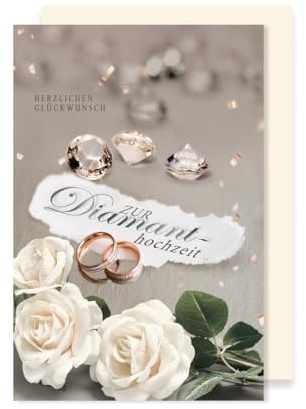 Diamanthochzeit Karte 60 Hochzeitstag Grußkarte Zur Diamanthochzeit Foliendruck 16x11cm
