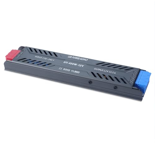 SUCIKORIO LED Trafo 12V 400W LED Transformator AC 230V auf DC 12 Volt 33,3A Ultra Dünn Konstante Spannung LED Treiber Netzteil 12V Schalt Niedervolttrafo für LED Lampen, LED Strips, Nicht Dimmbar