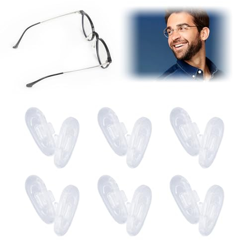 6 Paar Uhren Nasenpads Freigeist, Brillen Nasenpads Brille, Brillenpads Silikon Klicksystem, 15mm Anti-Rutsch für Brillen, Durchsichtige Rutschfeste Pads, Einfache Montage, Nasenschutz für Brille