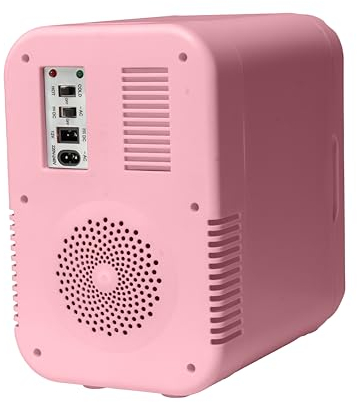 DMS 6L Kompakter Mini-Kühlschrank mit Heizfunktion, 220-240V, 36-58W, 18-20°C Kühlung, 55°C Heizung, Dual-Core-Kühlung, Touch-Tasten, LCD-Anzeige, 12V-Adapter, Steckdose, Anzünder, KB-06 (Rosa)