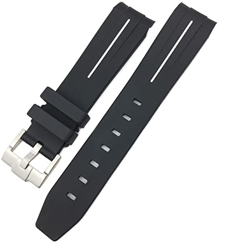 NFRFK Für Rolex Hulk mittlere Greenwich-Zeit Milgauss Yacht Master Deepa Gummi Uhrband 19mm 20mm 21mm 22mm Silikongurt(Black white,21mm Golden buckle)