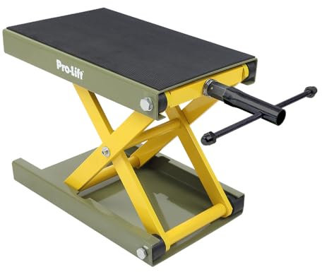 Pro-Lift Motorrad Scherenwagenheber Hebebühne - 499.0 kg Kapazität, breites Deck, Hebebühne Kurbel Center Ständer, Stahl Dirt Bike Ständer Scherenhebebühne Wagenheber für Sportfahrrad, ATV, Cruiser