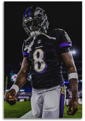 FBCAOZWT Lamar Jackson-Figuren-Poster, Sänger, Schauspieler, Sportler, Druck, Signatur-Poster, Portrait-Poster, Wanddekoration, Leinwand, Maler, Hausdekoration, Ästhetik, 20 x 30 cm, ungerahmt, Stil