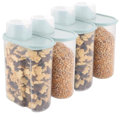 LOPYXBR Lot de 4 boîtes de rangement hermétiques pour nourriture pour chien avec verre doseur, 2,5 l, pour nourriture pour chat et chien, céréales, riz, céréales, boîtes de rangement étanches pour la