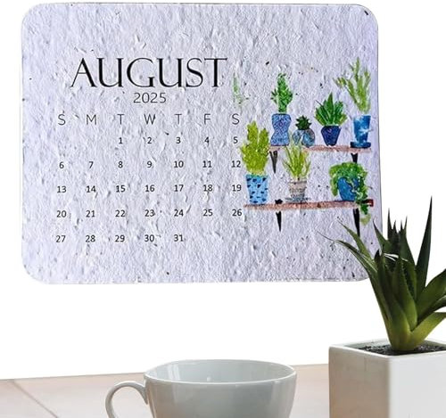 Husoiuy Pflanzbarer Samenkalender 2025 | Pflanzbarer 12-Monats-Kalender | Tagesplaner-Kalender | Weißes Wildblumen-Samenpapier - Ästhetischer, Kreativer Kalender Für Die Schule